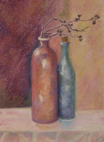 image=bottle and branch pastel